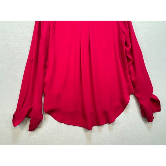 Ann Taylor Shirt Top Button Up Long Sleeve Stretch Polyester Red Women's Size 6 - Picture 12 of 13